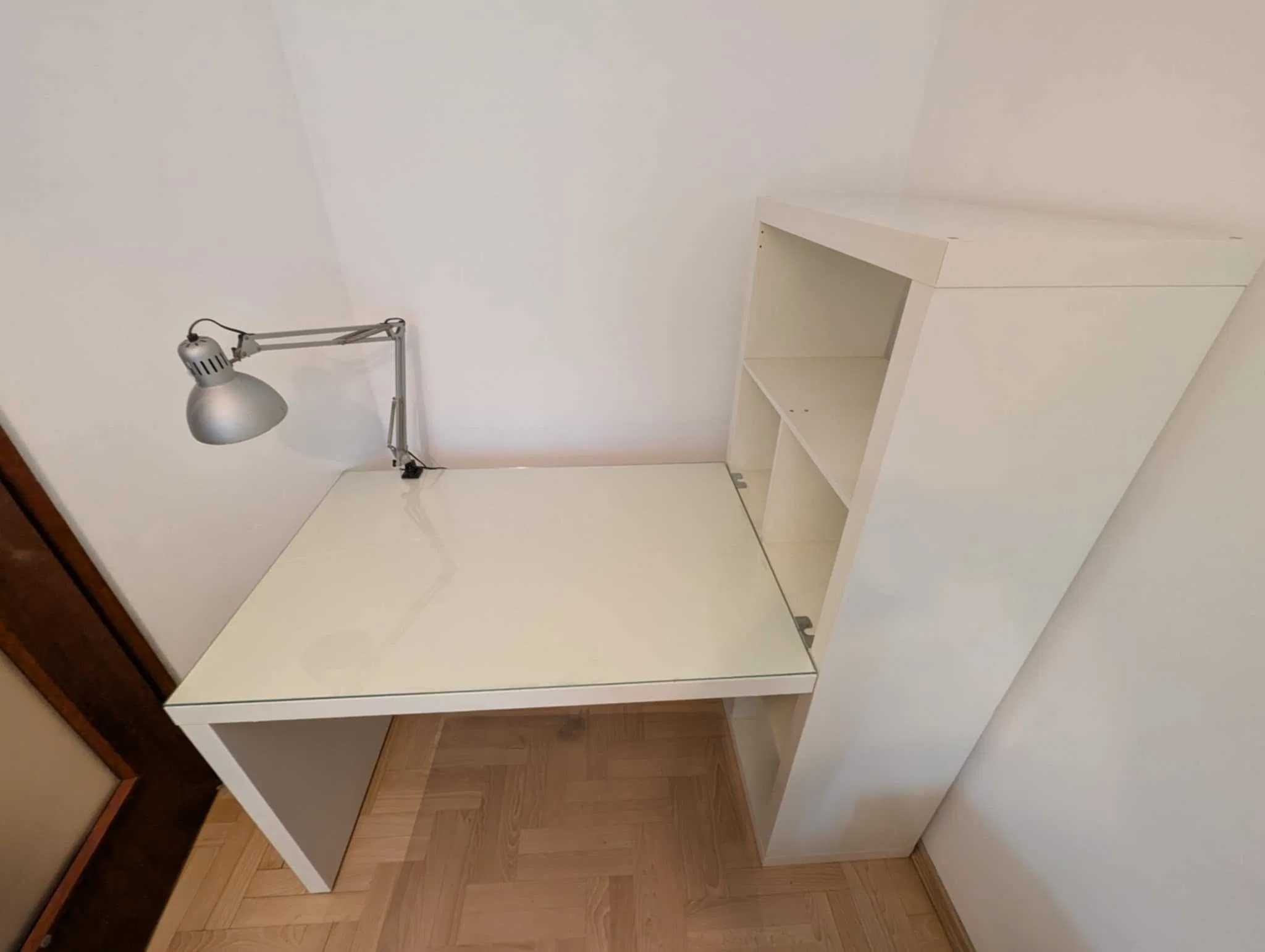 Regał ikea kallax + biurko Linnmon białe