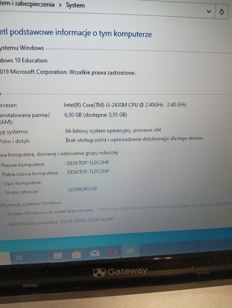 Gateway laptop i5