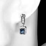 Серьги из серебра 925 пробы с лондон блю топазом 7x5 мм