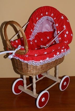 wózek dla lalek wiklinowy zabawki wiklina wiklinowe meble kosze wózek