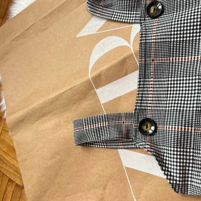 Sukienka w kratę kratka pipeta prosta elegancka krótka z guzikami s 36