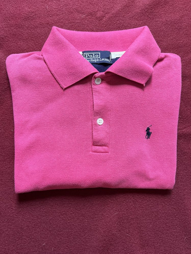 Polo Ralph Lauren Rosa Logo Azul Escuro – Tamanho L – Ótimo estado