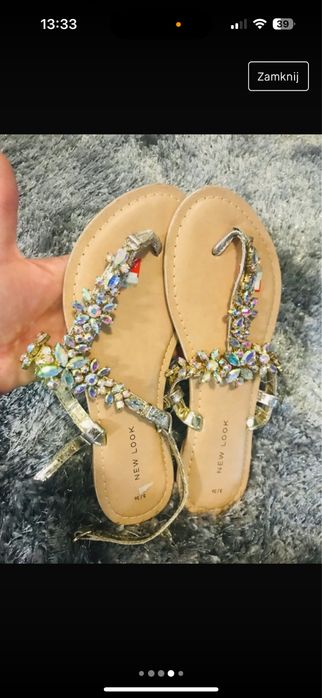 Sandaly na lato damskie cekiny new look 36
