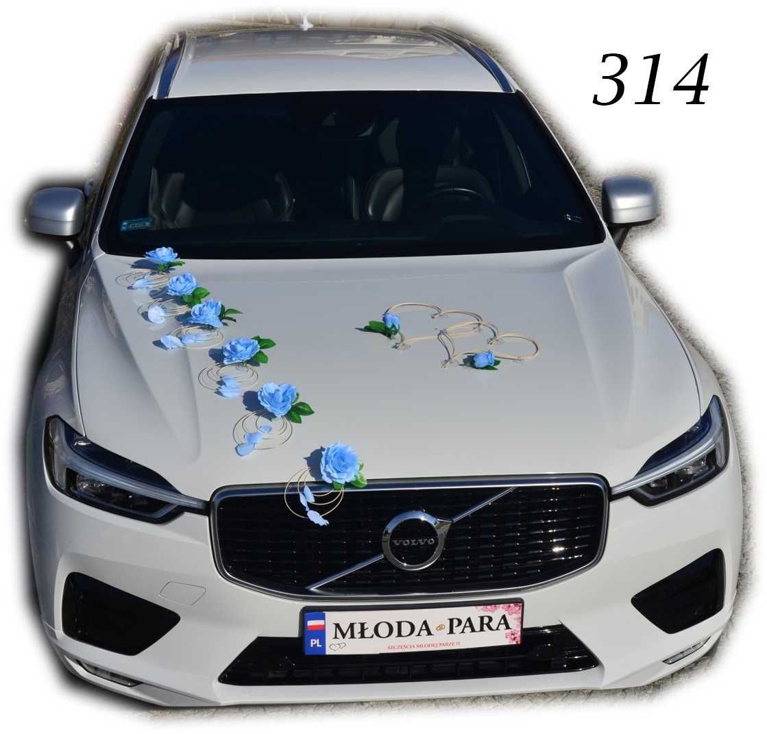 Niebieska ozdoba dekoracja na samochód do ślubu Nr 314