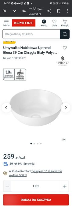 Umywalka nablatowa okrągła