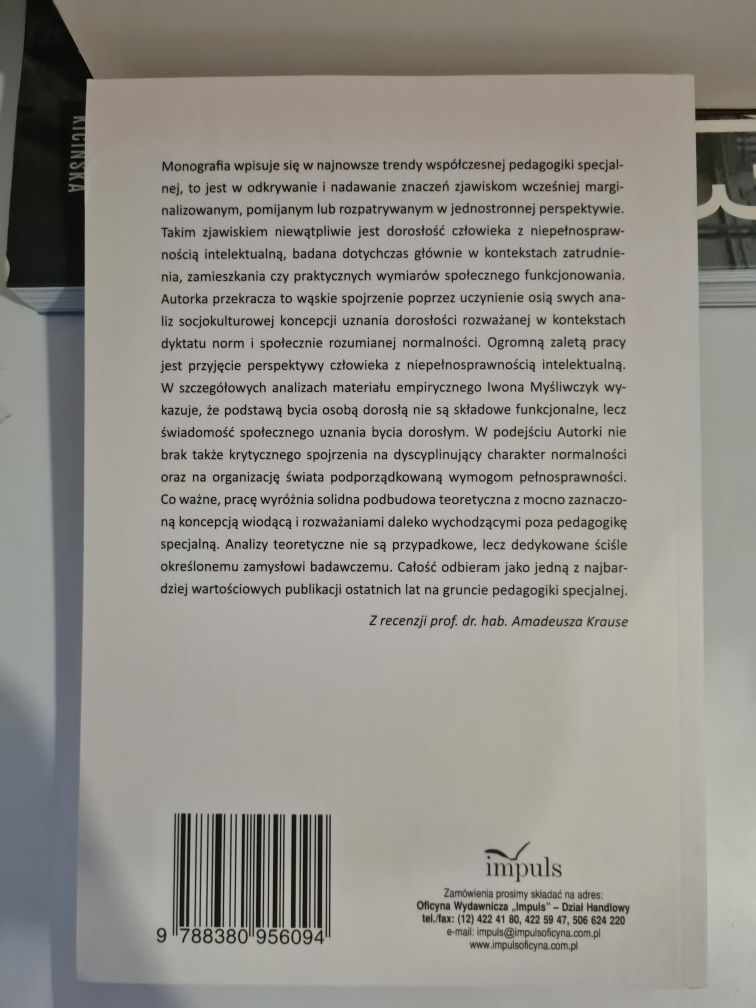 Uznanie dorosłości człowieka z niepełnosprawnością Iwona Myśliwczyk