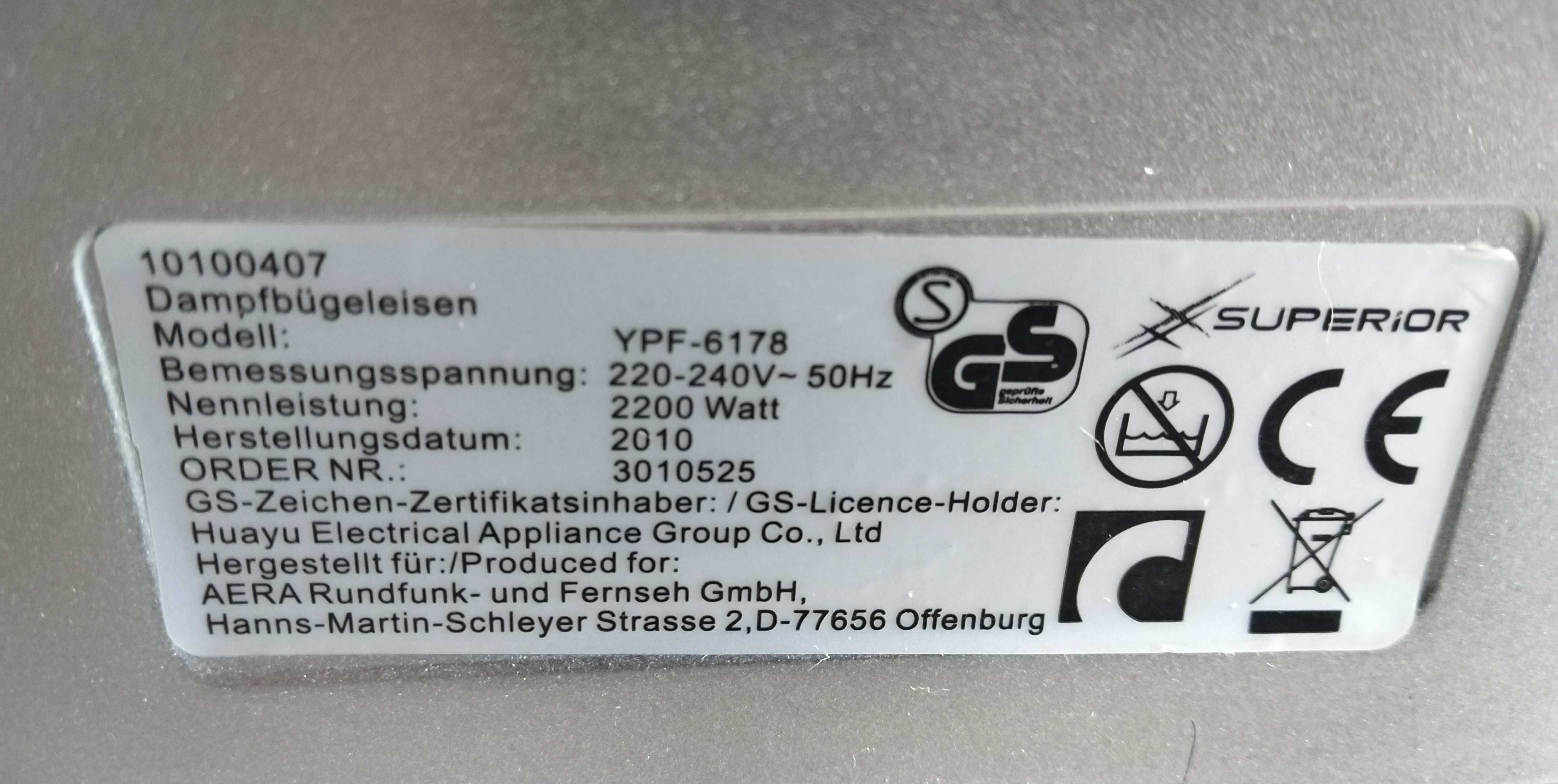 Паровой утюг SUPERIOR YPF-6178 (Германия)