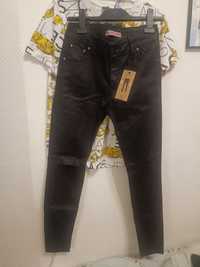 Spodnie nowe z dziurami skinny jeans L M czarne ze sretchem denim