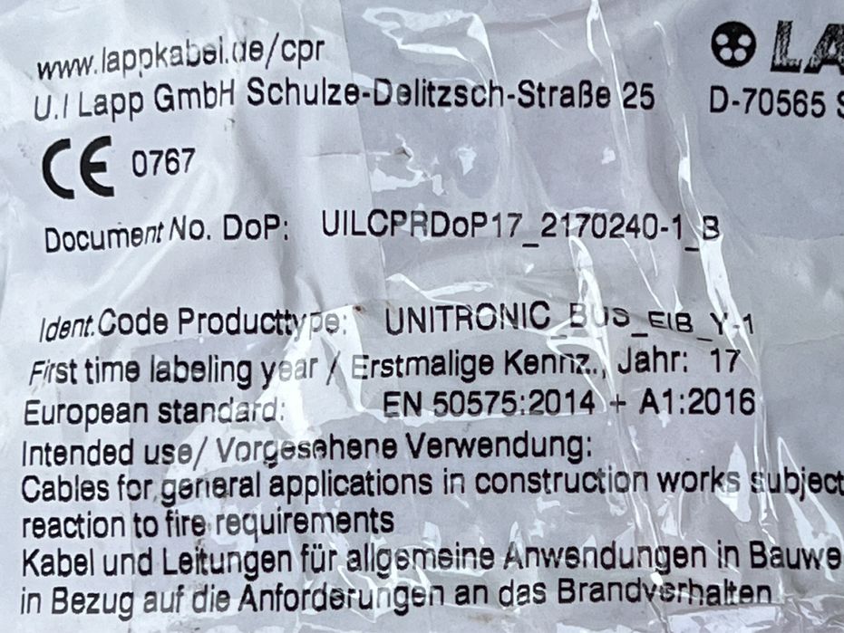 Кабель UNITRONIC BUS EIB 2x2x0.8 экранированный