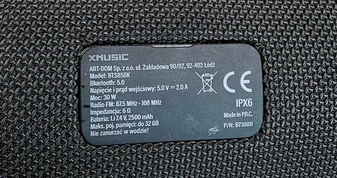 Głośnik bezprzewodowy bluetooth XMUSIC BTS850K