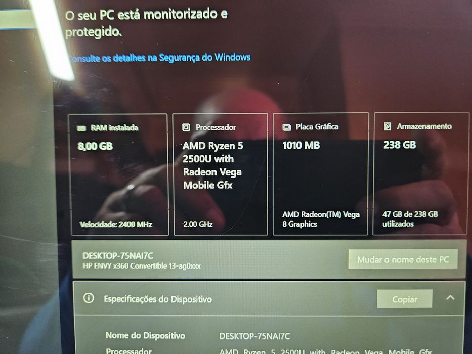 HP x360 ryzen 5 2500u.8gb DDR3.ssd 238gb.