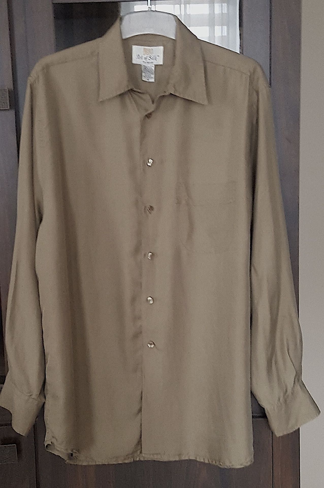 Art of Silk__Koszula męska jedwabna khaki__M    /100% silk