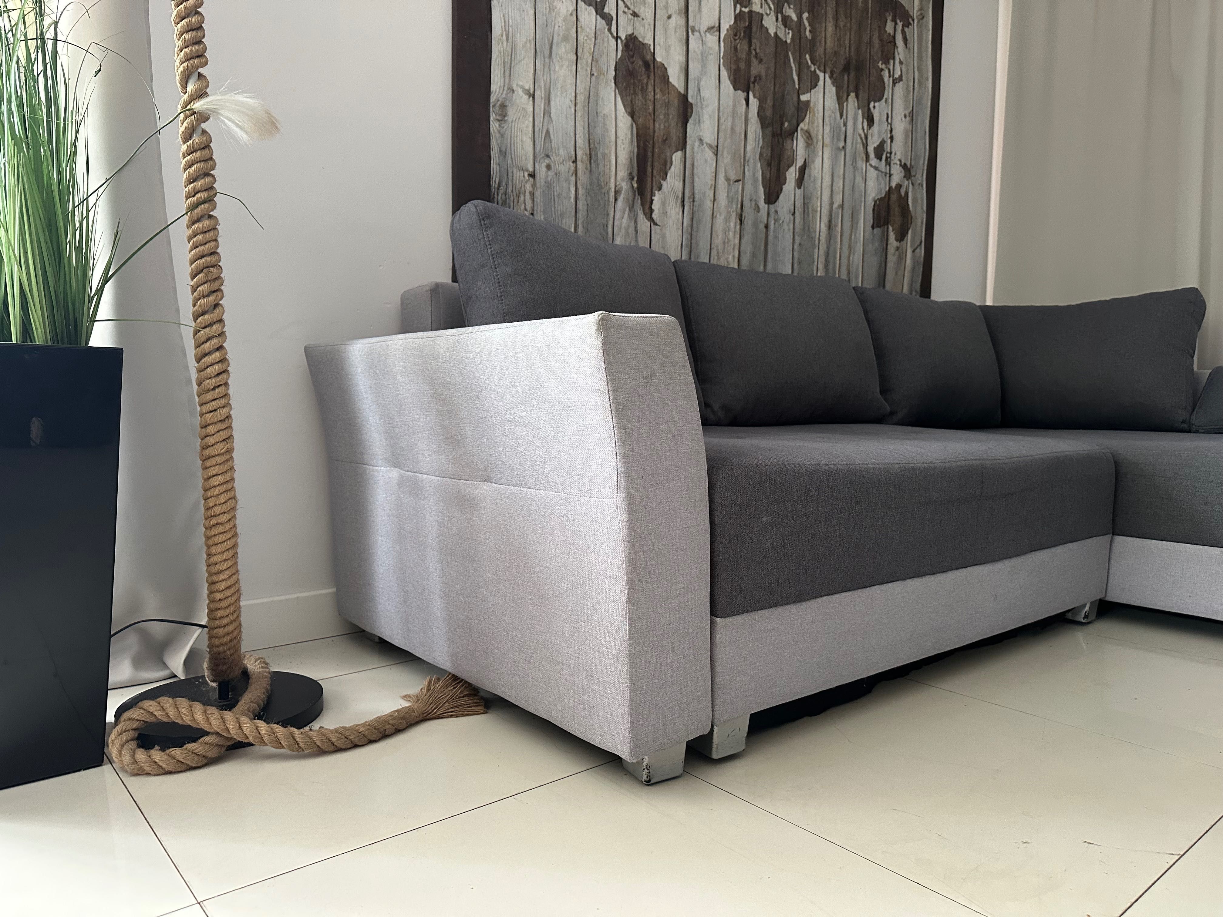 Dowóz transport Narożnik szary sofa kanapa lozko poduchy