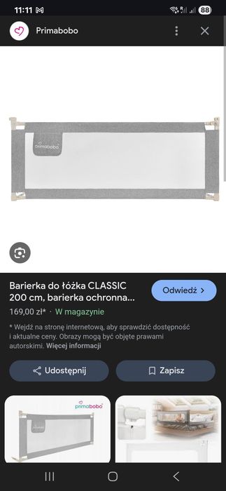 Barierka do łóżka CLASSIC 200 cm, barierka ochronna