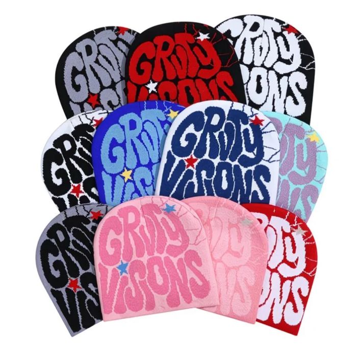 Y2K GRVTY VISIONS Oversize Beanie | Стрітвір В'язана Шапка Унісекс