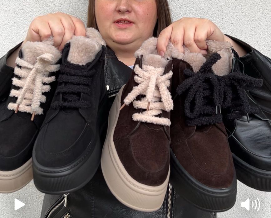 Зимові черевики на платформі, натуральна замша
