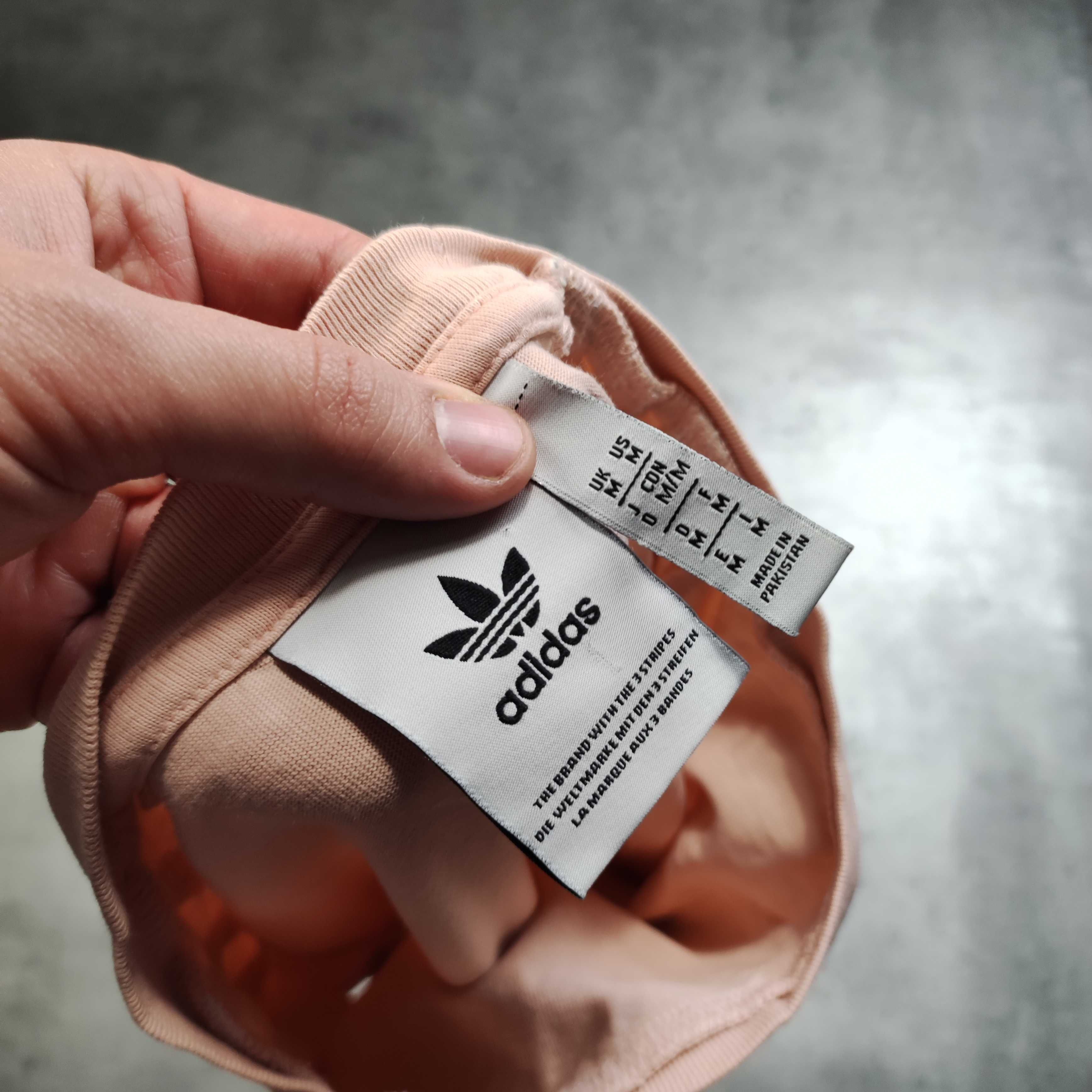MĘSKA Koszulka Bawełna Jasno Różowa Adidas 3Paski Haft Logo California