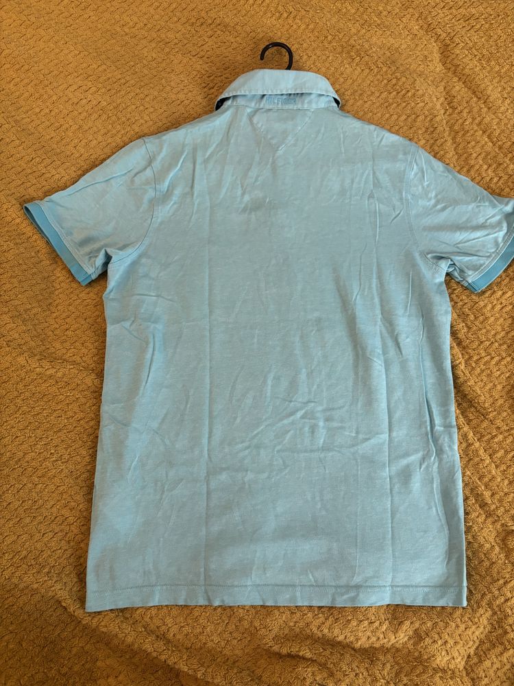 Koszulka polo bluzka z kołnierzykiem L Tommy Hilfiger jasno niebieska