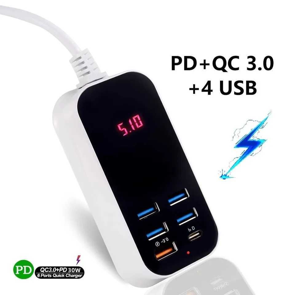 Ładowarka PD 30W QC 3.0 USB-C, USB.