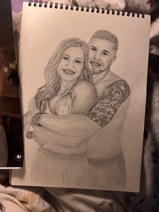 Portret grafitowy na zamówienie , Rysunek ze zdjęcia,  Prezent