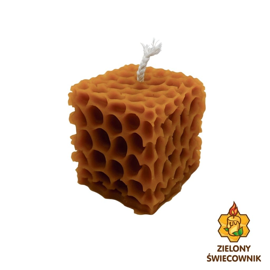 Świeca z naturalnego wosku pszczelego Gąbka 5cm Zielony Świecownik