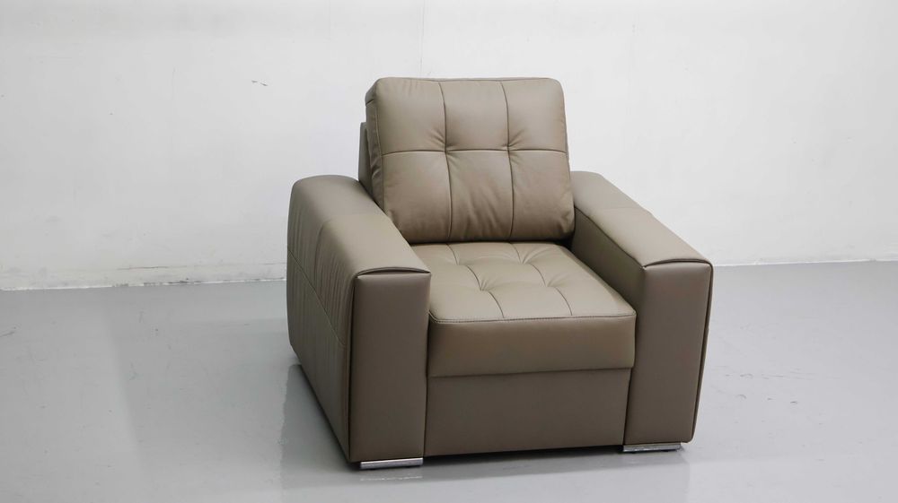 FOTEL SKÓRA naturalna MADRAS 4119 popielata skóra wygodny salon ładny