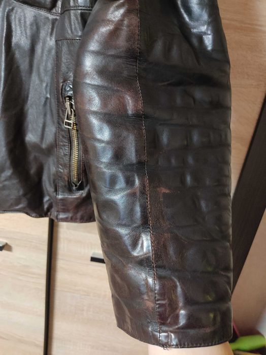 Чоловіча дублянка шкіряна зимова курка L, XL