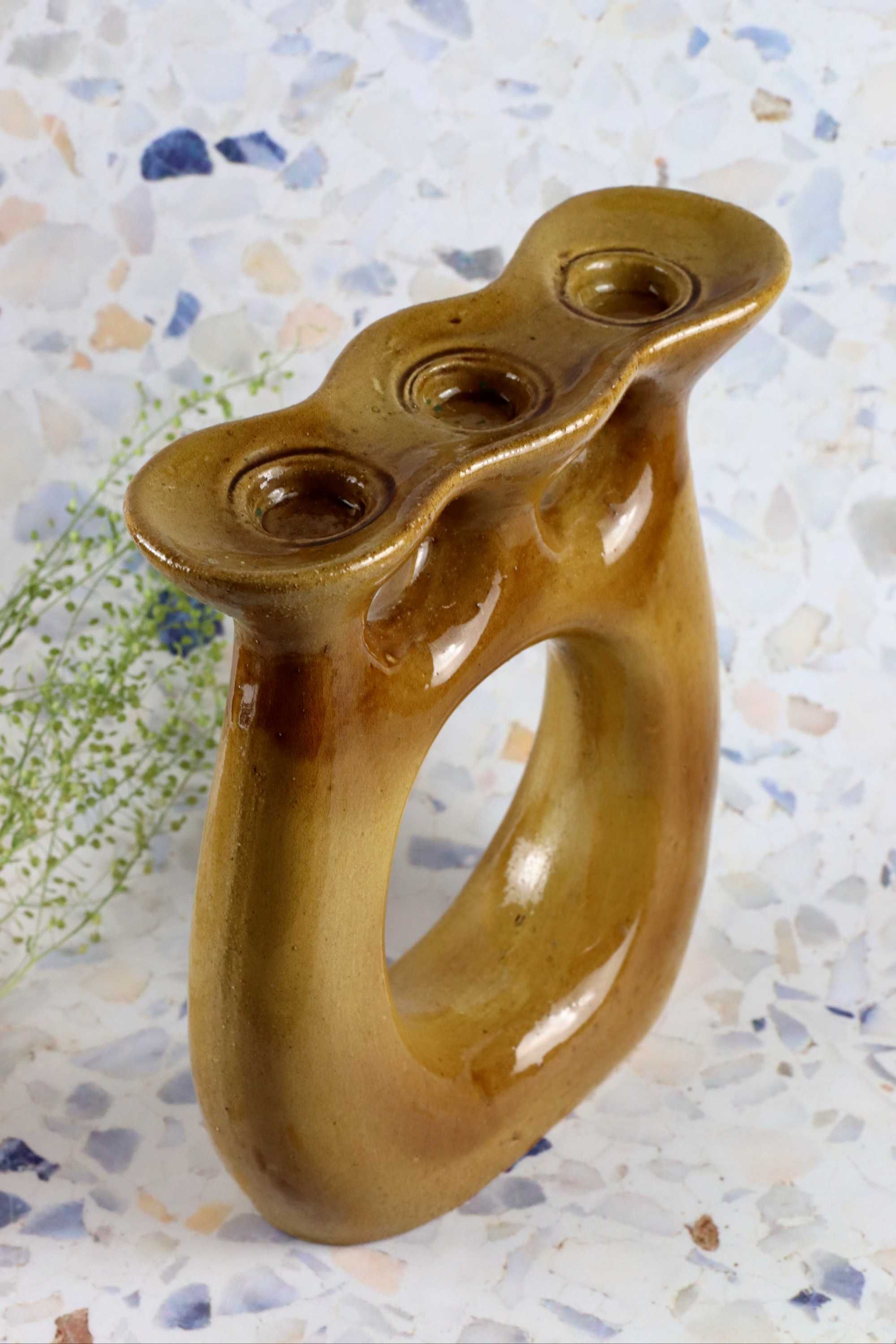 Potrójny ceramiczny świecznik jak Julian Mirostowice ceramika prl