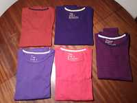 5 t-shirts de manga comprida S (vermelho, roxo, rosa) - como novas