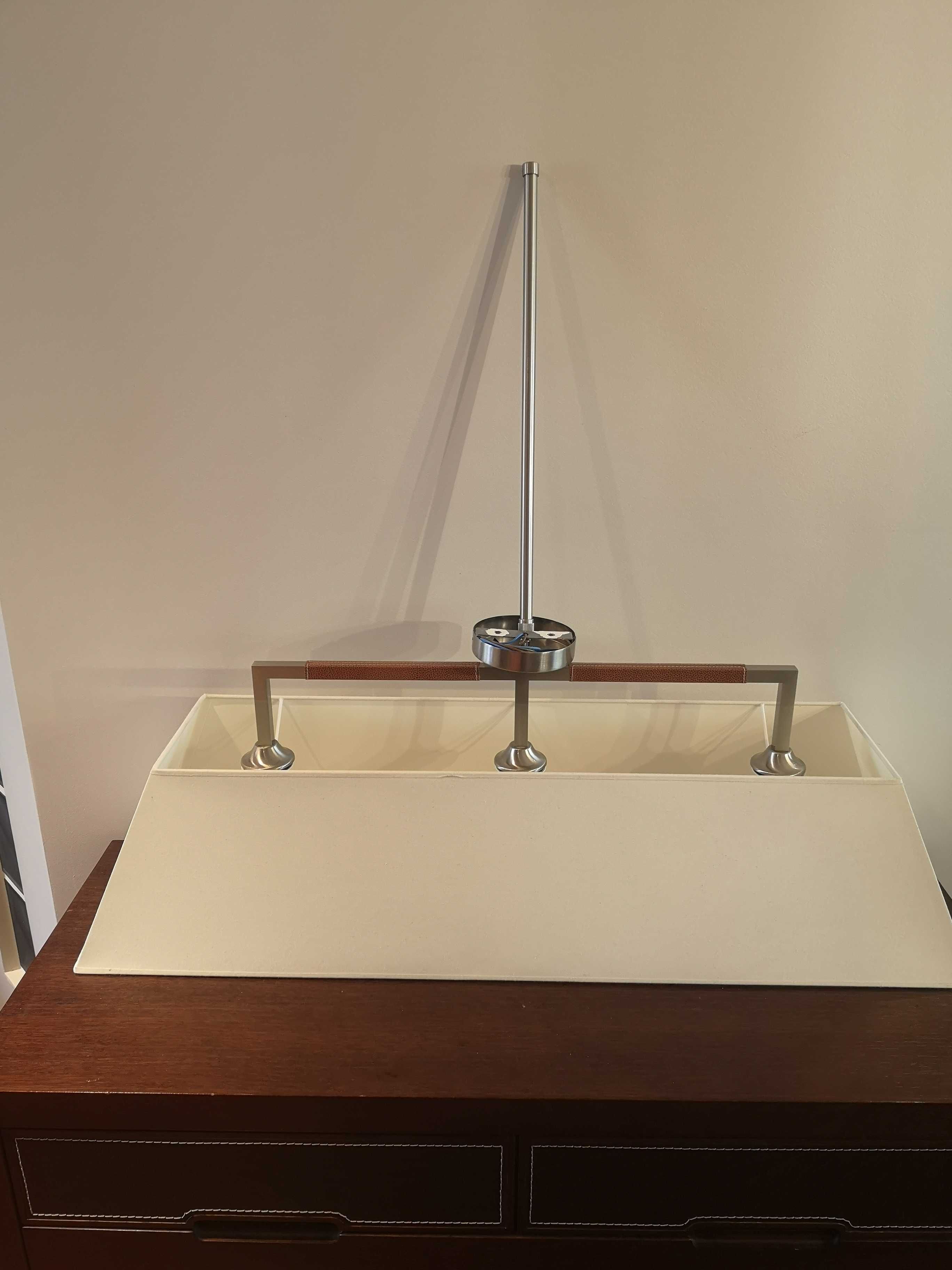 Lampa Wisząca Bover Tau 3x 46W E27 Nikiel Beżowa Kolonialna
