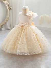 Piękna suknia dziewczęca na ślub Nowa 122-128cm kolor szampański