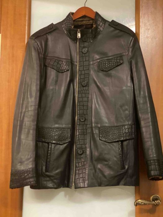 Мужская черная куртка из натуральной кожи