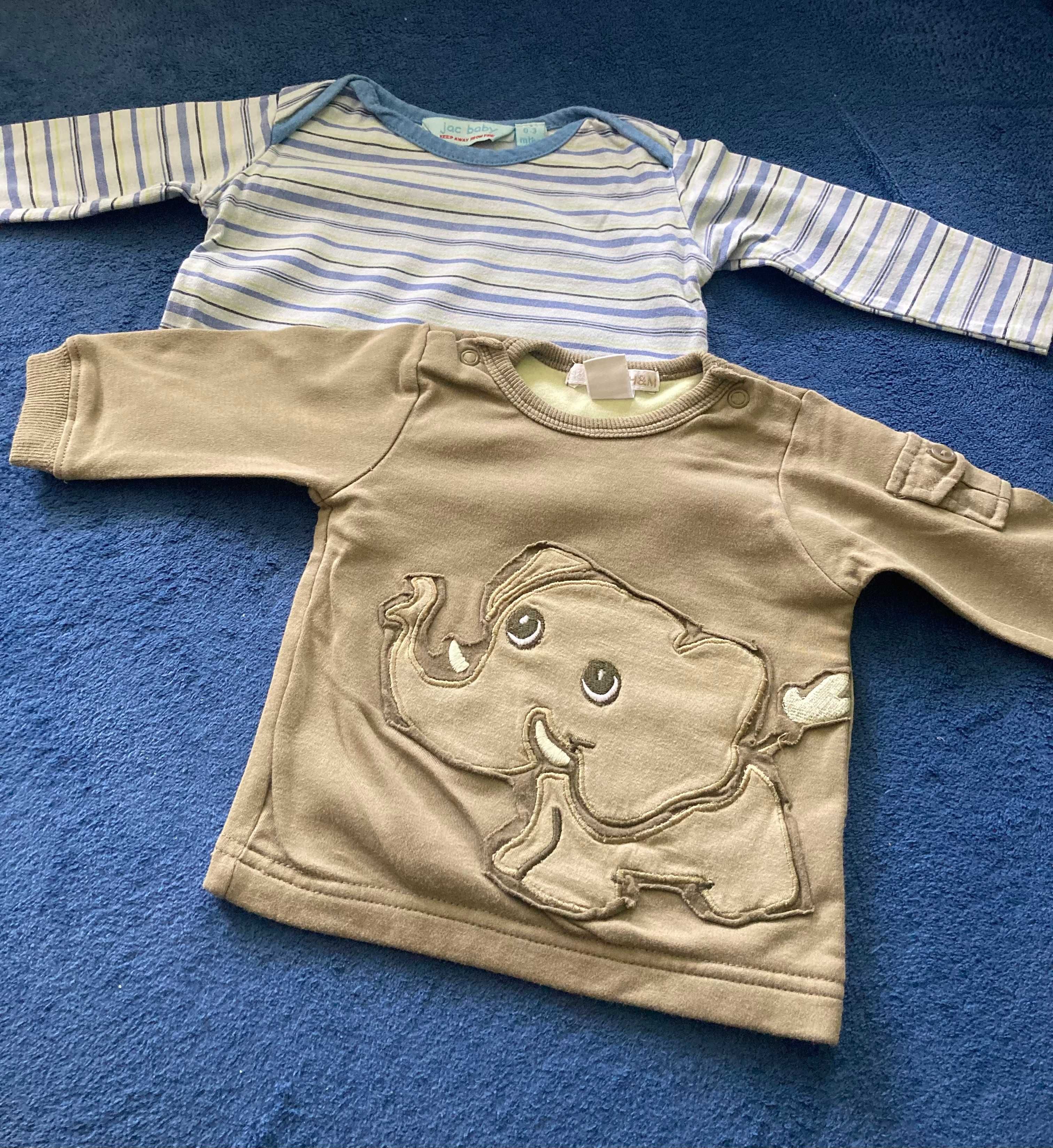 Komplet dwóch bluzeczek niemowlęcych, r. 0-3 mc