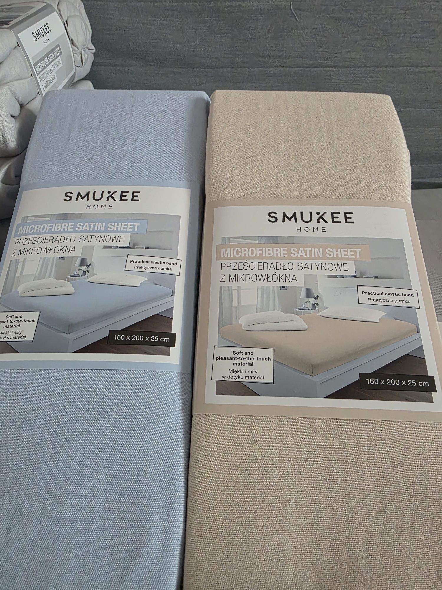 Prześcieradła z gumką Smukee 160x200x25 różne kolory.