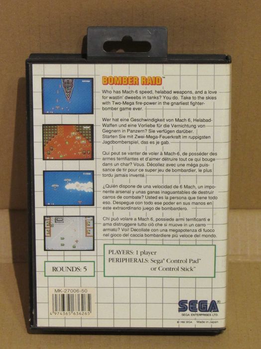 Jogo Sega Master System Bomber Raid completo