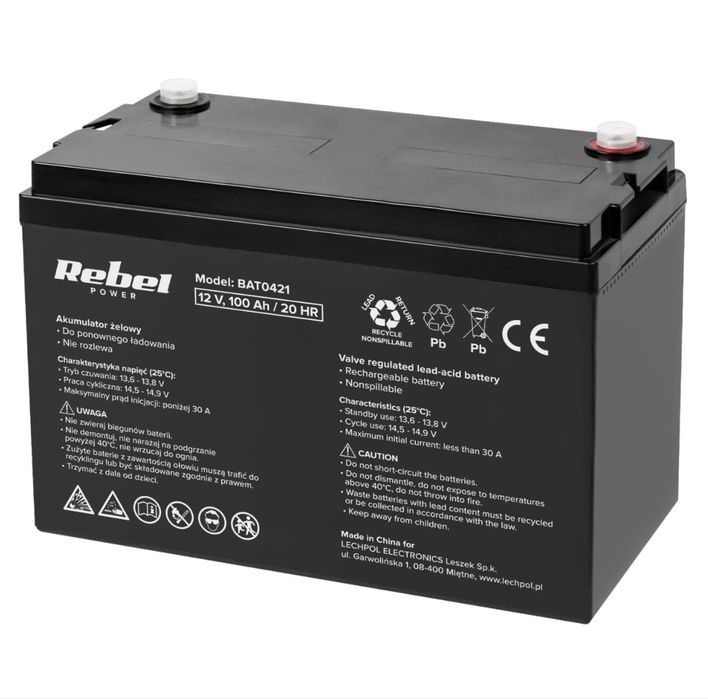 Гелевий акумулятор Rebel 12V 100Ah