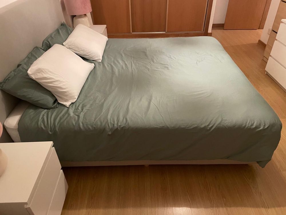 Cama c/ cabeceira + colchao 180x200 novo