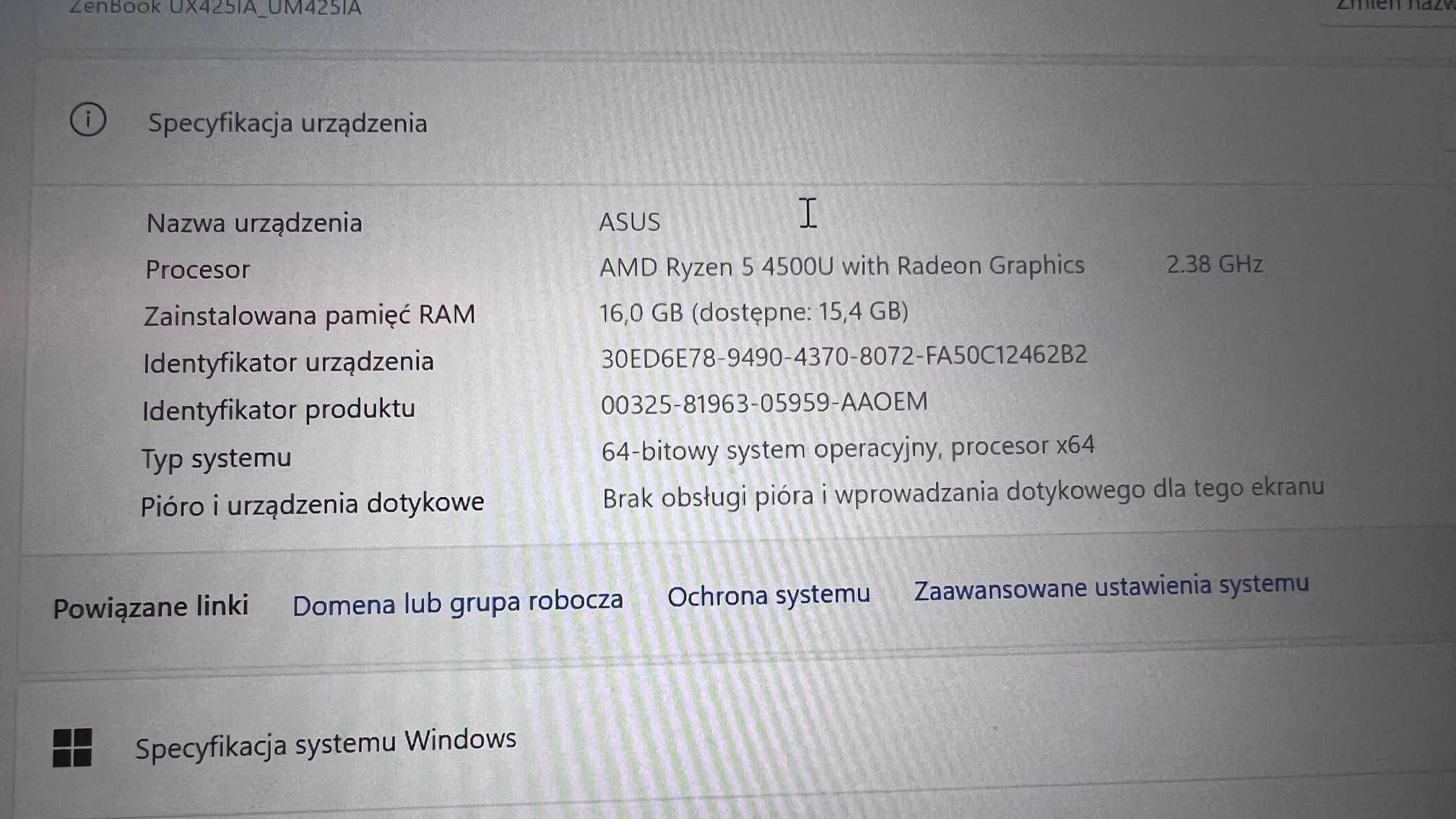 Laptop Asus ZenBook UM425I Ryzen5 / 16GB RAM / 512GB SSD / 14" FHD