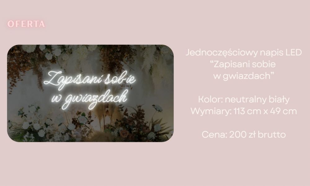 Napis LED (Neon na wynajem) – „Zapisani sobie w gwiazdach”