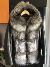 Шкіряна жіноча куртка (жилетка) з натуральним хутром
