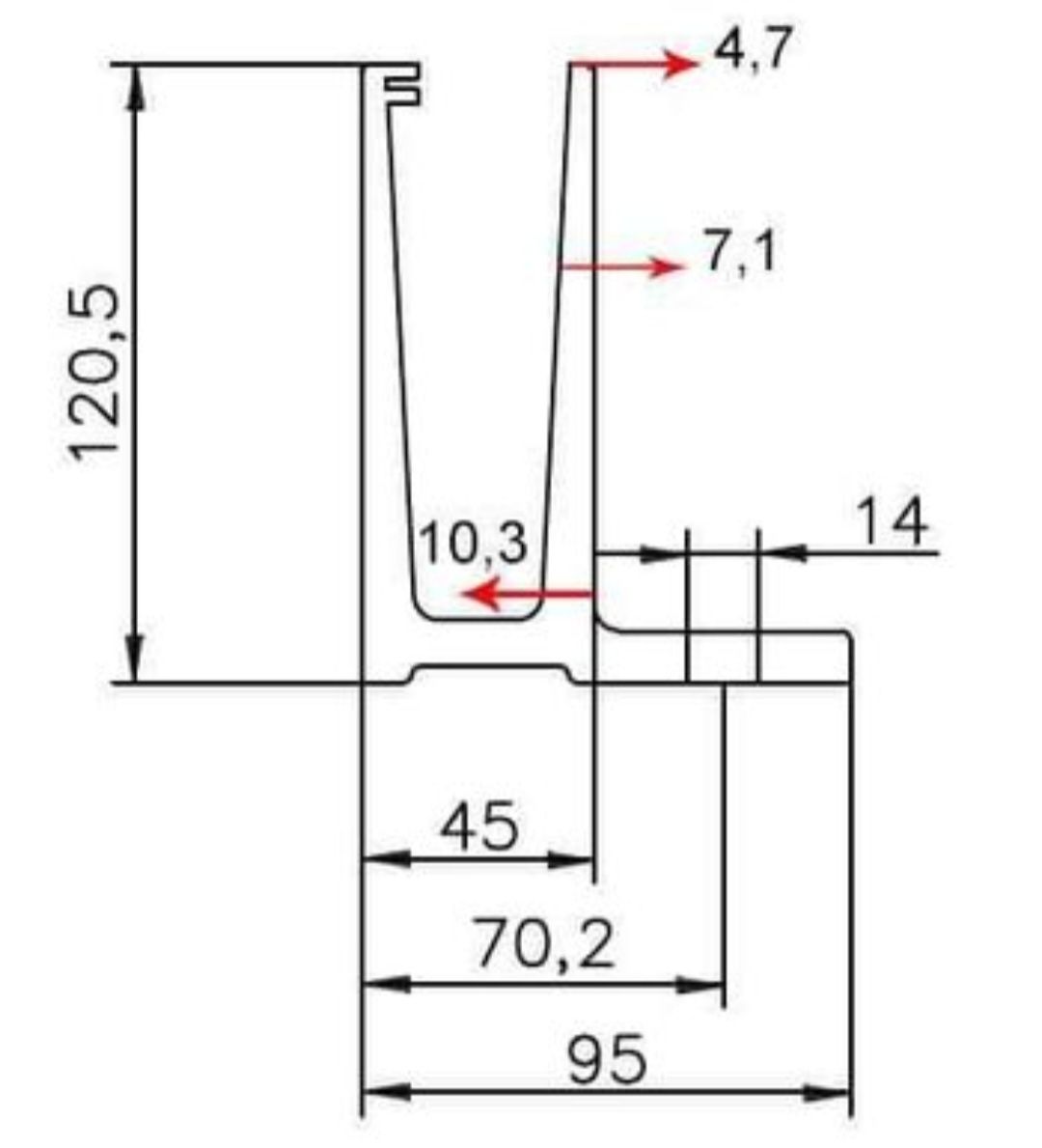 Profil aluminiowy do szkła - mocowanie od góry L