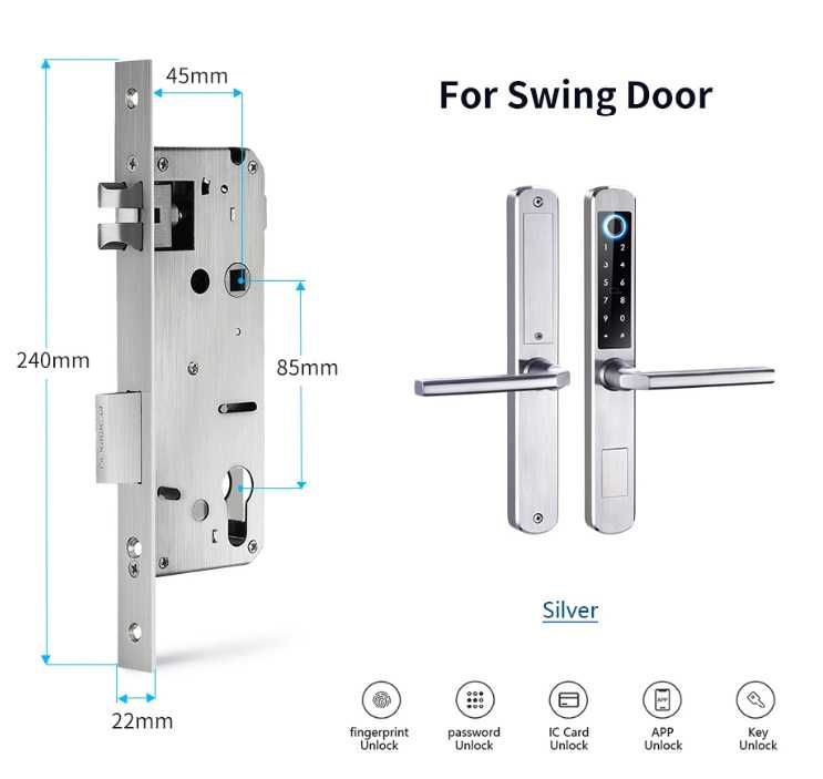 Manivela digital para porta multiopções de aço inoxidável