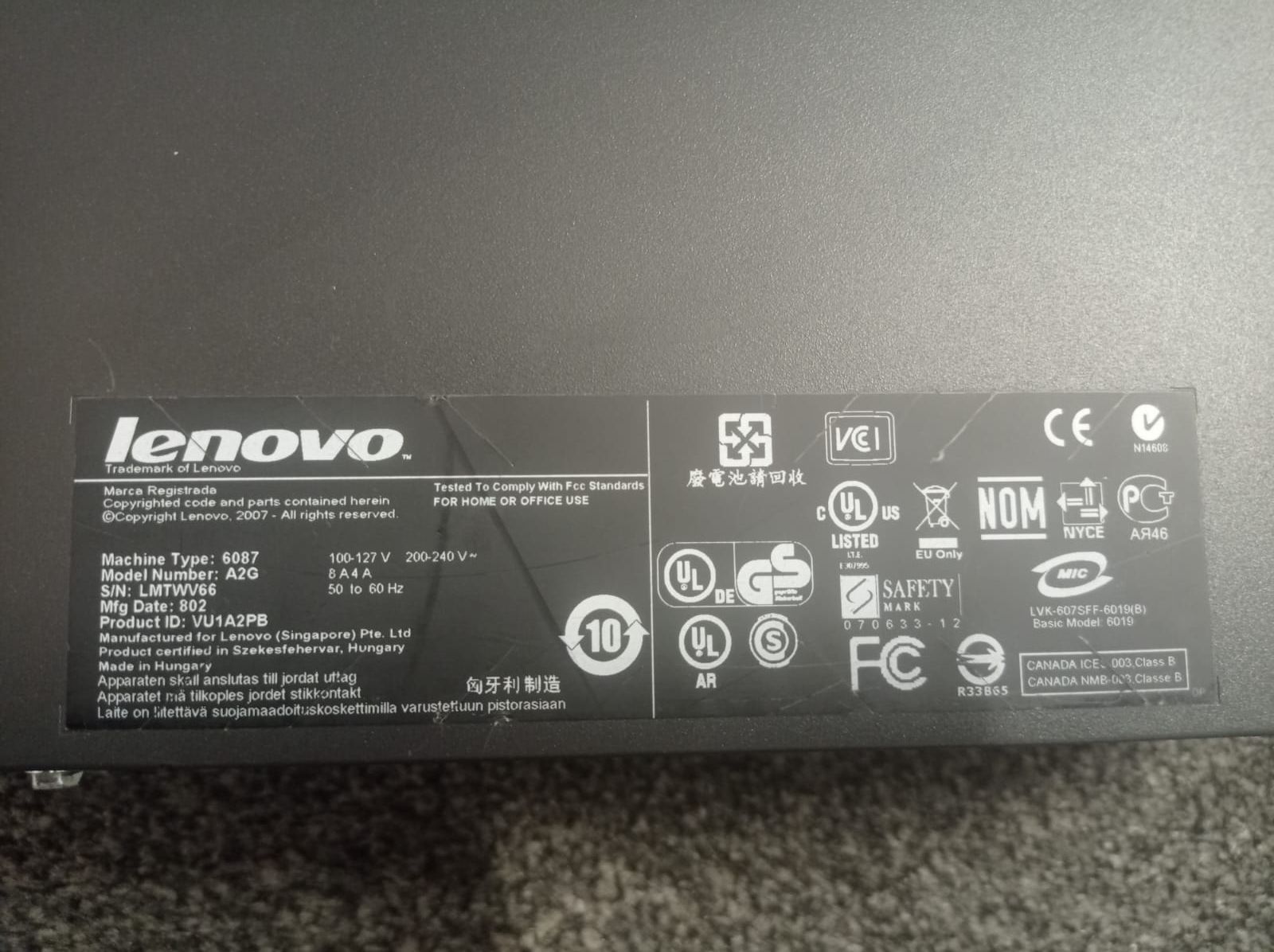 Komputer Lenovo C2D 2.33GHz 4GB RAM