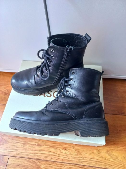 Lasocki skórzane trzewiki 38 skóra naturalna botki kozaki trapery