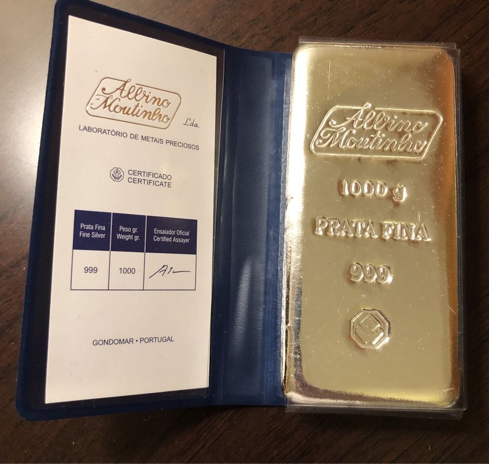 Barra de prata fina 999,99 de 1kg