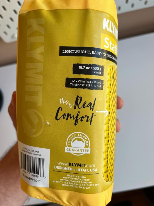 Туристичний надувний каремат Klymit Static V (новий клапан) США