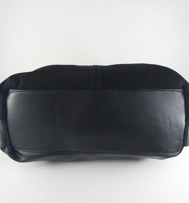 Сумка замшева з двома ручками велика чорна Karlos Marconi