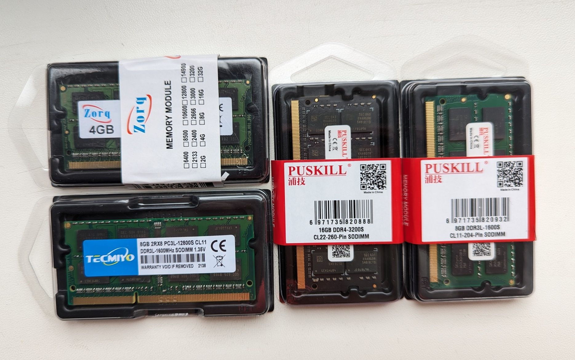 Оперативная память для ноутбука 8gb DDR3, DDR3L и DDR4