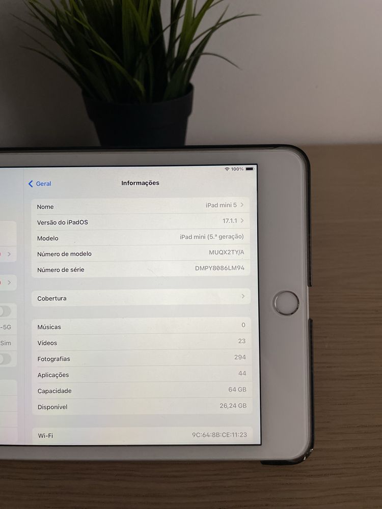 Ipad Mini 5 (64Gb) | Branco | iPadOS 17.4.1 - Ótimo Estado