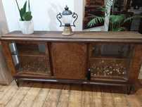 Przedwojenna retro komoda witryna drewniana vintage  orzech barek